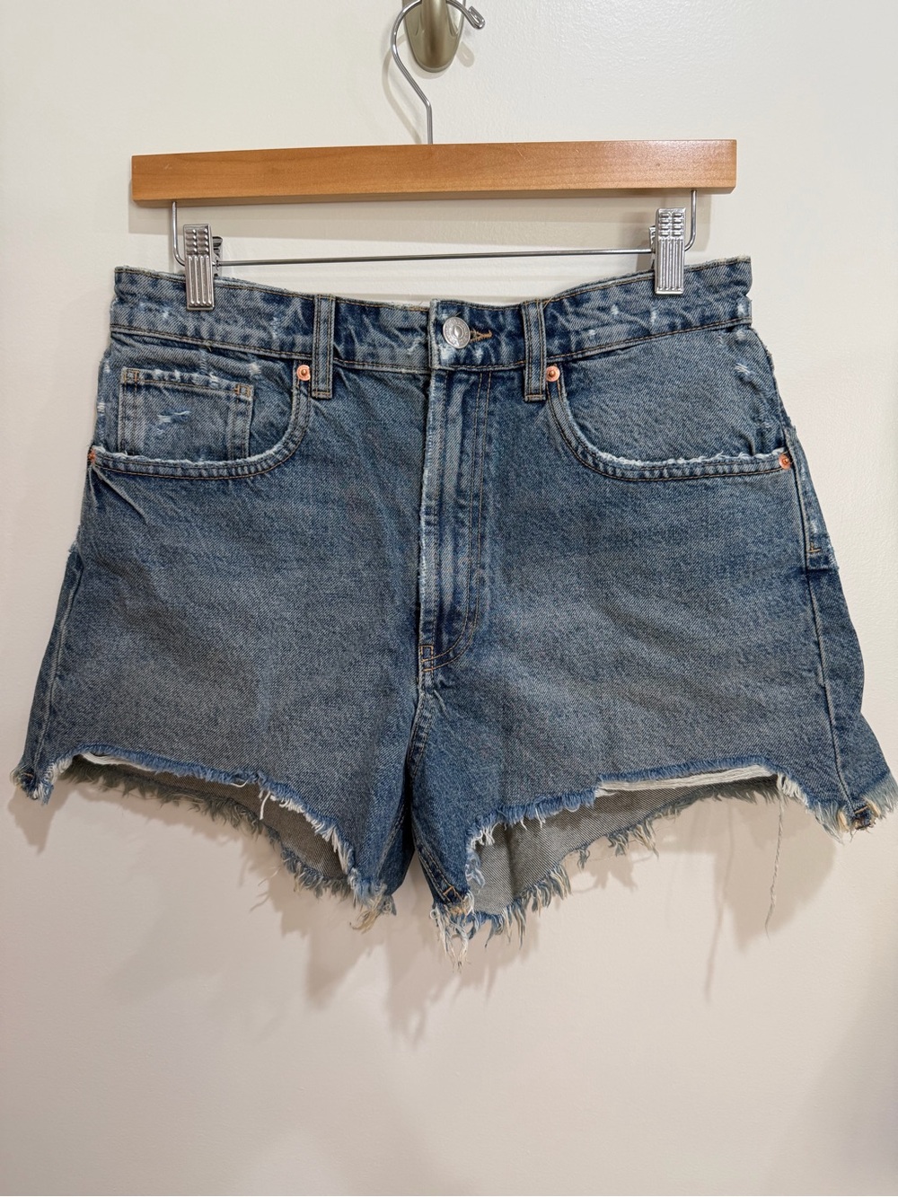 Zara Classic High-Rise Blue Denim Cutoff Shorts